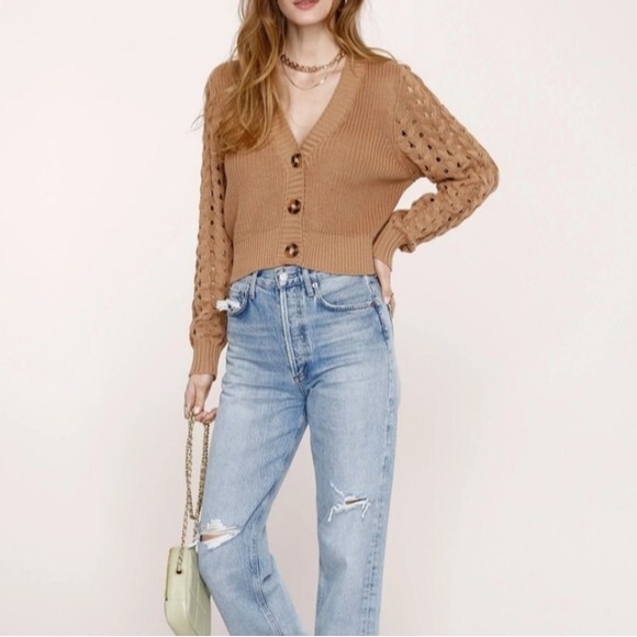 NWT Heartloom Naomi Cardigan- Anthropologie brand, size L, color camel - Picture 5 of 16